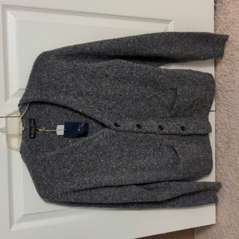 Brooks Brothers Italian Grey Yarn Cardigan, Medium